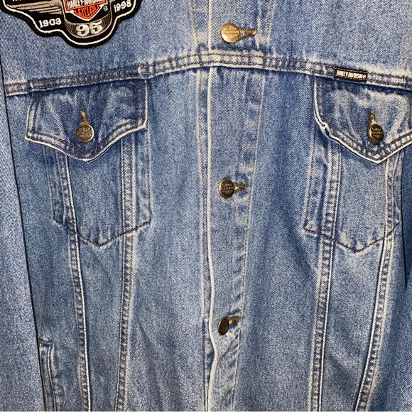 Vintage Harley-Davidson 95th Anniversary 3XL 1998 Denim Jacket Embroidered Logo - Picture 7 of 15